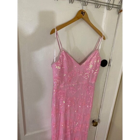 NWT Lulu's Women's Pink Glittering Excellence Sequin Lace Up Maxi - XL - Picture 3 of 16